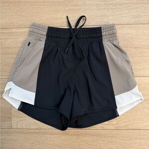Abercrombie & Fitch YPB Black, Taupe & White Colorblock Athletic Shorts